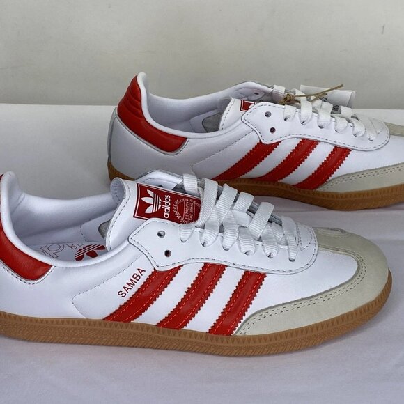 NEW ADIDAS Women’s Samba OG Sneakers – White/Red Size 6 Leather Low-Top IF6513 - Picture 6 of 6